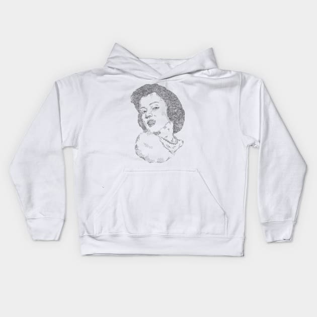 Marilyn Monroe Line Art Kids Hoodie by Merchsides